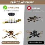 JOPESO 5-Lights Chandelier Flush Mount Ceiling Light Fixture Modern Mid Century Sputnik Farmhouse Chandelier Lighting for Dining Living Room kitchen Bedroom