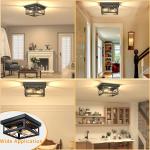 2 Light Rustic Farmhouse Flush Mount Ceiling Light Industrial Metal Light Fixture for Hallway Bedroom Kitchen, Oil Rubbed Black