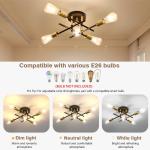 JOPESO 5-Lights Chandelier Flush Mount Ceiling Light Fixture Modern Mid Century Sputnik Farmhouse Chandelier Lighting for Dining Living Room kitchen Bedroom
