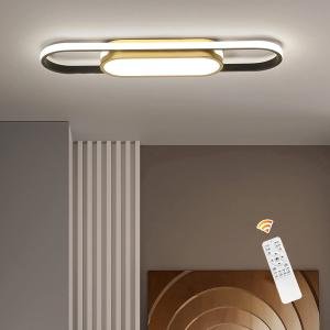 Garwarm Modern LED Flush Mount Ceiling Lights Dimmable LED Ceiling Lamp with Remote Control 40W Acrylic Linear Ceiling Lighting Fixtures for Living Room Dining Kitchen Bedroom (3000-6500K)
