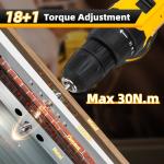 Deli 12V Max Lithium-Ion Cordless Impact Drill Driver Set, Electric Screwdriver Driver Tool Kit, 3/8" Keyless Chuck,,with 2.0Ah Battery,Charger