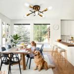 JOPESO 5-Lights Chandelier Flush Mount Ceiling Light Fixture Modern Mid Century Sputnik Farmhouse Chandelier Lighting for Dining Living Room kitchen Bedroom