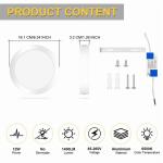 12W round ceiling lamp, 1400LM, 6500K daylight white light, 85-265V wide voltage, suitable for indoor lighting in bedrooms, living rooms and kitchens (1 piece)