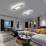 Garwarm Modern LED Flush Mount Ceiling Lights Dimmable LED Ceiling Lamp with Remote Control 40W Acrylic Linear Ceiling Lighting Fixtures for Living Room Dining Kitchen Bedroom (3000-6500K)