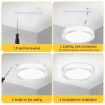 12W round ceiling lamp, 1400LM, 6500K daylight white light, 85-265V wide voltage, suitable for indoor lighting in bedrooms, living rooms and kitchens (1 piece)