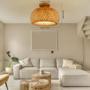 Vintage Bamboo Ceiling Lamp Farmhouse Ceiling Light Bamboo Wicker Decor Fixtures E26