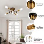 JOPESO 5-Lights Chandelier Flush Mount Ceiling Light Fixture Modern Mid Century Sputnik Farmhouse Chandelier Lighting for Dining Living Room kitchen Bedroom