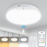 WILLED Motion Sensor Ceiling Light, Wireless Magnetic Mount Ceiling Light with Remote, Battery Powered LED Shower Light for Hallway Stairway Garage, 6W