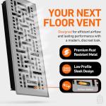 4X10 Floor Vent Covers Floor Register with Mesh Cover Trap, Heat and Air, Walkable Metal Floor Register for HVAC Duct, Basketweave, Light Grey