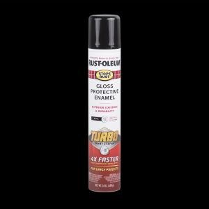 Black, Rust-Oleum Stops Rust Turbo Protective Enamel Gloss Spray Paint-334128, 24 oz