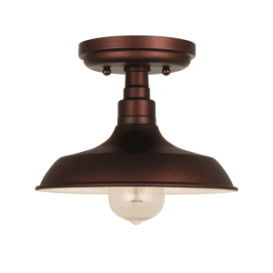Design House Kimball Industrial 1-Light Indoor Semi-Flush Ceiling Mount Light with Metal Shade, Coffee Bronze