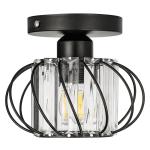 Frideko Home 2 Pack Semi Flush Mount Ceiling Light Fixture, 7.5" Metal Cage Crystal Chandelier, Industrial Ceiling Lamps E26/E27 Base for Entryway Bedroom Porch Kitchen (Bulb not included)
