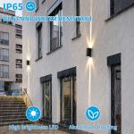 Outdoor Wall Light 2Pack, LED Up and Down Lights, IP65 Aluminum Waterproof Outdoor Wall Lamps, Modern Porch Lantern Spotlights, 3000k 6W Black Exterior Wall Sconces
