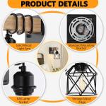 Dimmable Wall Sconces with Rotary Switch Set of 2 Wall Lights Wall Mounted Lamp Wooden Bathroom Light Fixtures with Metal Cage Hardwired Farmhouse Wall Lights for Bedroom Living Room