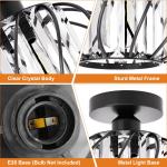 Frideko Home 2 Pack Semi Flush Mount Ceiling Light Fixture, 7.5" Metal Cage Crystal Chandelier, Industrial Ceiling Lamps E26/E27 Base for Entryway Bedroom Porch Kitchen (Bulb not included)