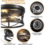 2-Light Flush Mount Ceiling Light Fixture Industrial Black Metal Farmhouse Close to Ceiling Lights for Kitchen Bedroom Foyer