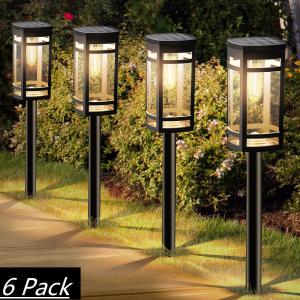 6 Pack Solar Lights Outdoor Waterproof for Garden Pathway Walkway Yard Lawn Decorative Landscape Lighting.(Warm White)