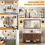 Dimmable Wall Sconces with Rotary Switch Set of 2 Wall Lights Wall Mounted Lamp Wooden Bathroom Light Fixtures with Metal Cage Hardwired Farmhouse Wall Lights for Bedroom Living Room