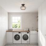 Frideko Home 2 Pack Semi Flush Mount Ceiling Light Fixture, 7.5" Metal Cage Crystal Chandelier, Industrial Ceiling Lamps E26/E27 Base for Entryway Bedroom Porch Kitchen (Bulb not included)