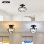 Frideko Home 2 Pack Semi Flush Mount Ceiling Light Fixture, 7.5" Metal Cage Crystal Chandelier, Industrial Ceiling Lamps E26/E27 Base for Entryway Bedroom Porch Kitchen (Bulb not included)