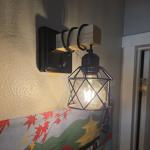 Dimmable Wall Sconces with Rotary Switch Set of 2 Wall Lights Wall Mounted Lamp Wooden Bathroom Light Fixtures with Metal Cage Hardwired Farmhouse Wall Lights for Bedroom Living Room