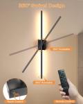2 Pack 31.5 Inch Wall Sconce Removable Battery Operated with Remote Control 360°Rotate Touch Control 4 Color Dimmable No Wiring LED Wall Lights for Living Room Hallway Bedroom