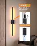 2 Pack 31.5 Inch Wall Sconce Removable Battery Operated with Remote Control 360°Rotate Touch Control 4 Color Dimmable No Wiring LED Wall Lights for Living Room Hallway Bedroom
