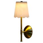 Sterling & Noble Cordless Brass Rechargeable Wall Sconce with Scalloped Fabric Shade and Remote