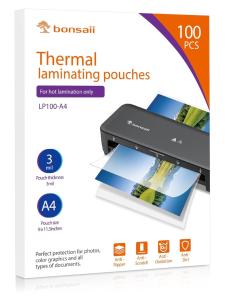 Bonsaii A4 Thermal Laminating Pouches 9" x 11.5", 3 Mil Thick, 100 Pack