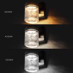 Mainstays 6" Outdoor Black Integrated LED Wall Light, Glass Shade, 110° Beam Angle, 140° Beam Spread