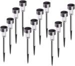 Qishi Solar Garden Lights, 12pack Solar Lights Outdoor - Waterproof, Stainless Steel Outdoor Solar Lights, LED Solar Powered Landscape Lighting for Yard Patio Landscape In-Ground Spike Pathway