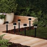 Mainstays Solar Powered Black Classic Halo Column LED Path Light and Landscape Light, 2 Lumens