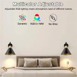 Jercoda 2 pack LED Battery Operated Wireless Wall Sconces with Remote Control, Arm Wall Lights, Industrial Black Metal Lampshade Rechargeable Wall Lamps for Bedroom, Living Room, Kitchen, Set of 2