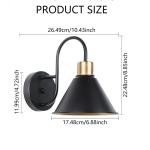 Jercoda 2 pack LED Battery Operated Wireless Wall Sconces with Remote Control, Arm Wall Lights, Industrial Black Metal Lampshade Rechargeable Wall Lamps for Bedroom, Living Room, Kitchen, Set of 2