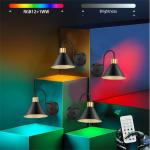 Jercoda 2 pack LED Battery Operated Wireless Wall Sconces with Remote Control, Arm Wall Lights, Industrial Black Metal Lampshade Rechargeable Wall Lamps for Bedroom, Living Room, Kitchen, Set of 2