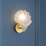 kkbbma under $5 Shell Wall Sconce, Shell Wall Sconce Light, Three Color Changing LED Wall Lamp, Gold Iron Bathroom Vanity Light, Bedroom Living Room Wall Light, Hardwired Wall Mount Lamp