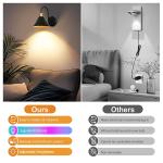 Jercoda 2 pack LED Battery Operated Wireless Wall Sconces with Remote Control, Arm Wall Lights, Industrial Black Metal Lampshade Rechargeable Wall Lamps for Bedroom, Living Room, Kitchen, Set of 2