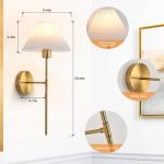 2 Pack Wall Sconces Battery Operated Wall Lights, Straight-Rod Wireless Charging Wall Lamp Shade with 2 Bulbs for Bedroom Living Room