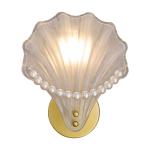 kkbbma under $5 Shell Wall Sconce, Shell Wall Sconce Light, Three Color Changing LED Wall Lamp, Gold Iron Bathroom Vanity Light, Bedroom Living Room Wall Light, Hardwired Wall Mount Lamp