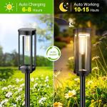 COCOBELA Bright Solar Pathway Lights Outdoor, 8 Pack Solar Powered Garden Lights Waterproof IP65, Auto On/Off Outdoor Light for Lawn Patio Walkway Driveway Decor Landscape Lighting