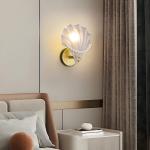 kkbbma under $5 Shell Wall Sconce, Shell Wall Sconce Light, Three Color Changing LED Wall Lamp, Gold Iron Bathroom Vanity Light, Bedroom Living Room Wall Light, Hardwired Wall Mount Lamp