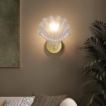kkbbma under $5 Shell Wall Sconce, Shell Wall Sconce Light, Three Color Changing LED Wall Lamp, Gold Iron Bathroom Vanity Light, Bedroom Living Room Wall Light, Hardwired Wall Mount Lamp