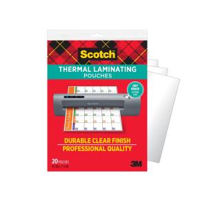 Scotch Thermal Laminating Pouches, Dry Erase, Letter Size, 8.9 in. x 11.4 in., 3 Mil, 20 Pouches