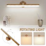 Wall Lights for Bedroom Battery Operated Wall Sconce Lamp Vanity Light Magnetic Wooden Wireless Rechargeable Wall Lights,Rotating Multi-purpose Night Light Movable Light Detachable Cabinet Light