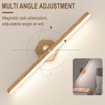 Wall Lights for Bedroom Battery Operated Wall Sconce Lamp Vanity Light Magnetic Wooden Wireless Rechargeable Wall Lights,Rotating Multi-purpose Night Light Movable Light Detachable Cabinet Light