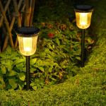 MEHOOM Warm & White Solar Powered Outdoor Lights, 4-Pack Pathway Lights, Waterproof LED Garden Lights for Yard, Lawn, Walkway, Patio