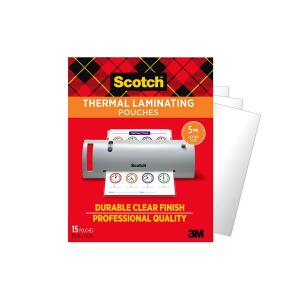 Scotch Thermal Laminating Pouches, 15 Count, 8.5" x 11", 5 Mil
