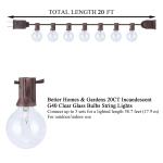 (2 pack) Better Homes & Gardens 20-Count G40 Clear Glass Globe Outdoor Patio String Lights