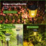 MEHOOM Warm & White Solar Powered Outdoor Lights, 4-Pack Pathway Lights, Waterproof LED Garden Lights for Yard, Lawn, Walkway, Patio