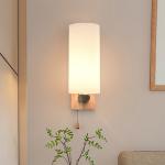 Modern Glass and Wood Wall Lamp with Pull Switch, Elegant Sconce Light for Hallway, Living Room, or Bedroom Decor